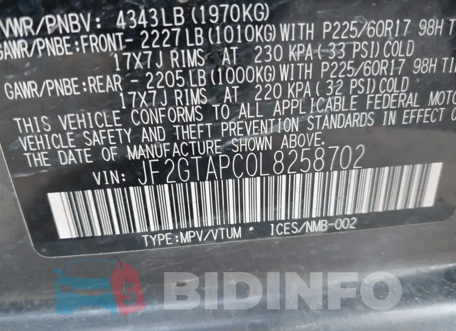 JF2GTAPC0L8258702 Photo# 9