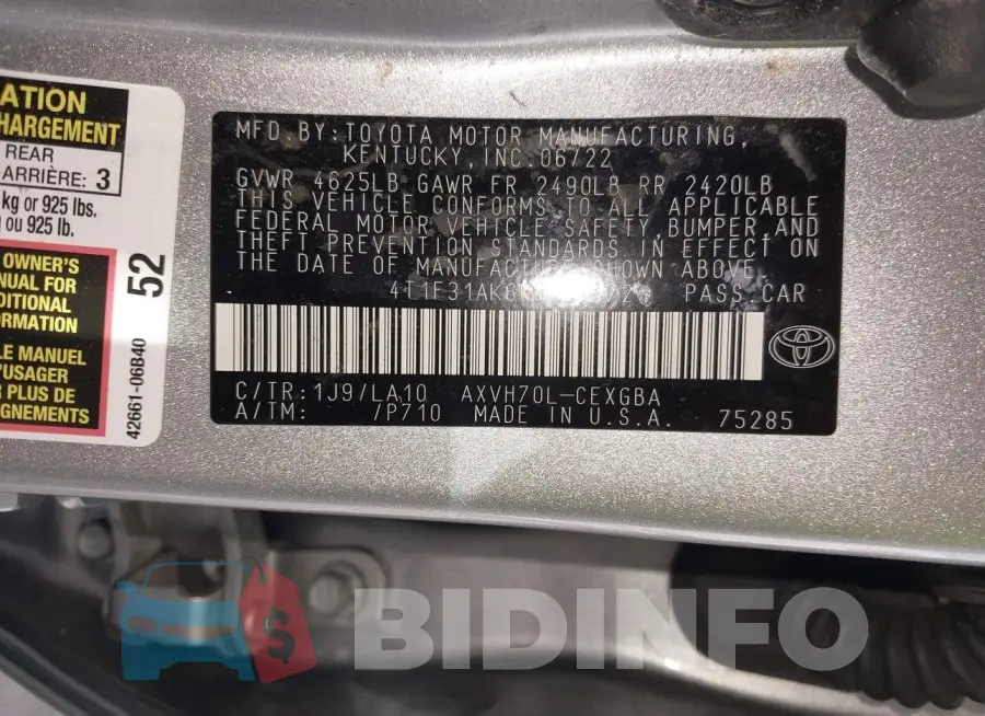 4T1F31AK6NU594872 Photo# 9