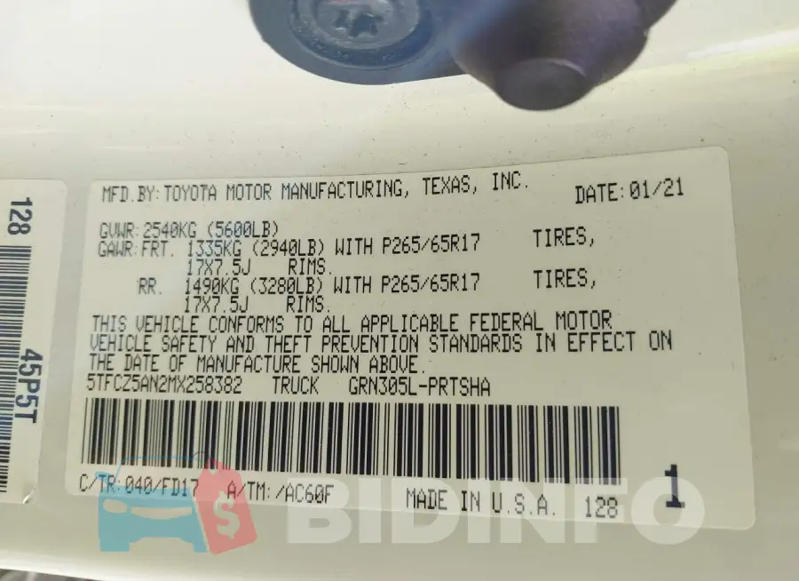 5TFCZ5AN2MX258382 Photo# 9