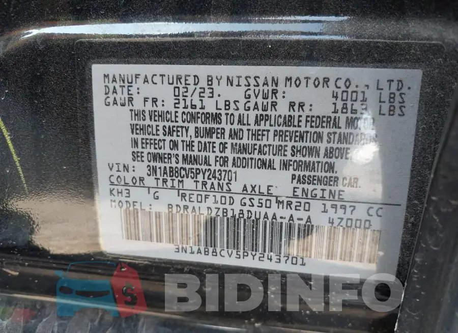 3N1AB8CV5PY243701 Photo# 9
