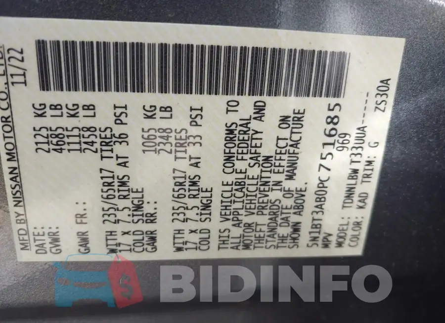 5N1BT3AB0PC751685 Photo# 9