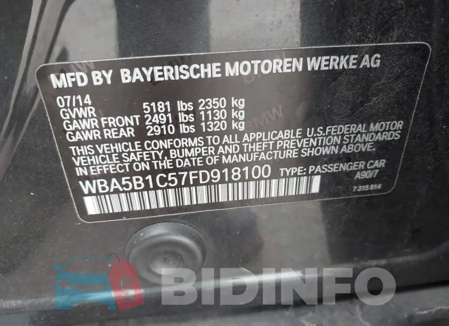 WBA5B1C57FD918100 Photo# 9