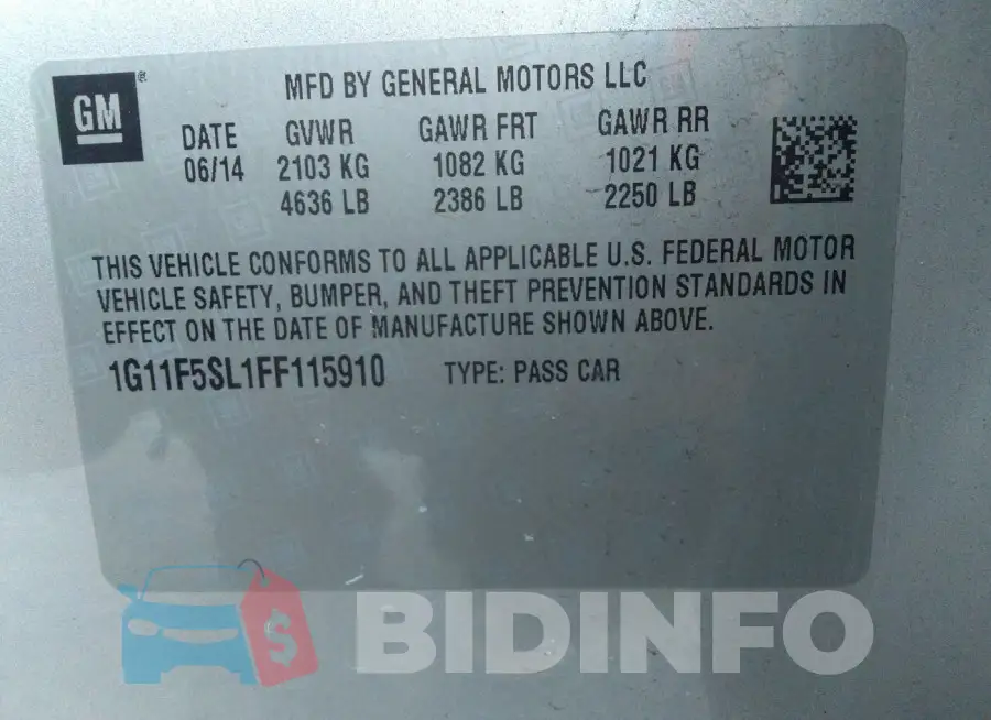 1G11F5SL1FF115910 Photo# 9