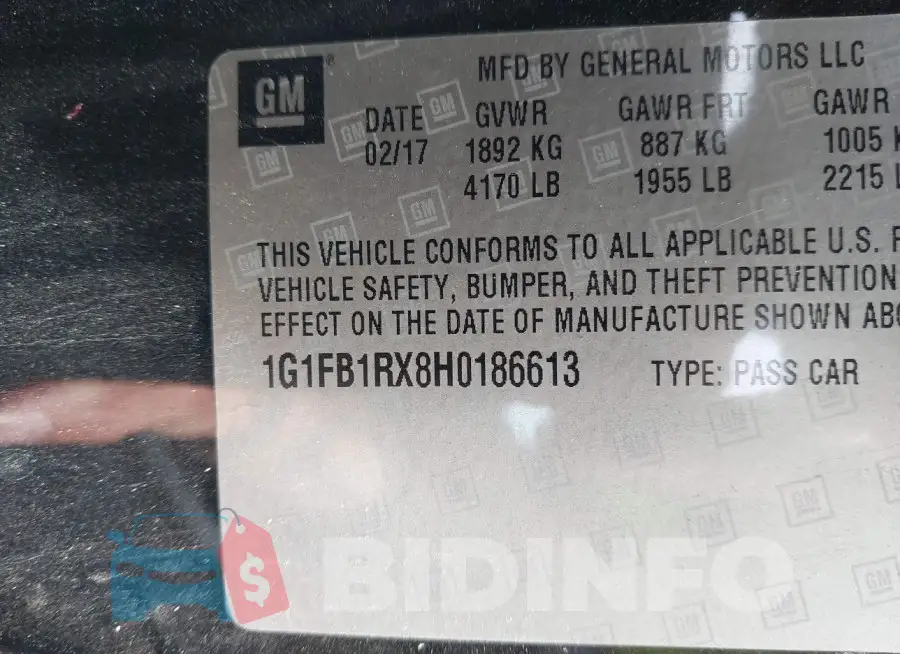 1G1FB1RX8H0186613 Photo# 9