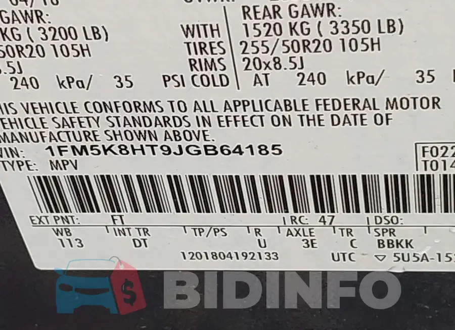 1FM5K8HT9JGB64185 Photo# 9