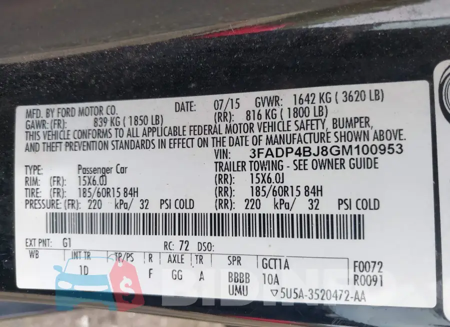 3FADP4BJ8GM100953 Photo# 9