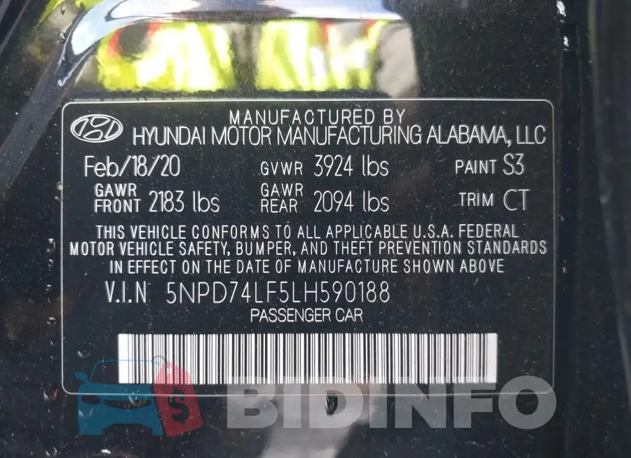 5NPD74LF5LH590188 Photo# 9