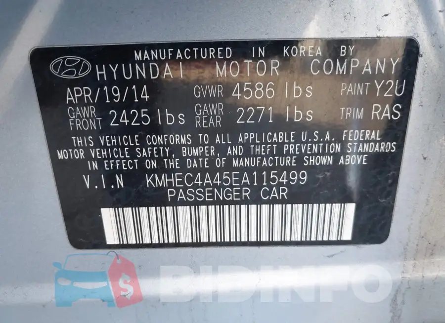 KMHEC4A45EA115499 Photo# 9