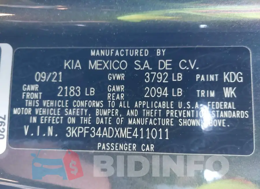 3KPF34ADXME411011 Photo# 9