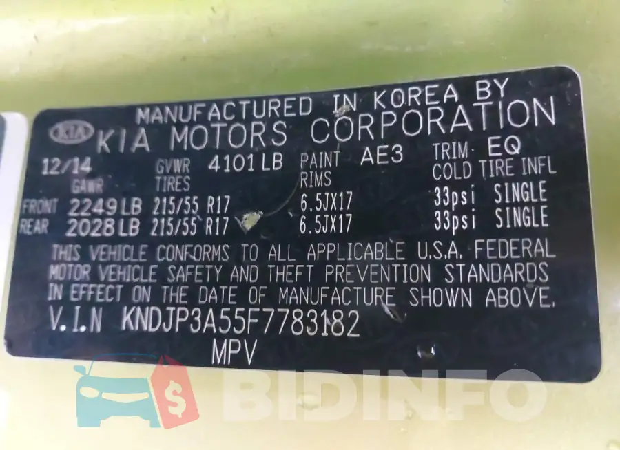 KNDJP3A55F7783182 Photo# 9