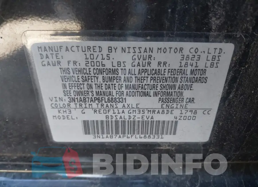 3N1AB7AP6FL688331 Photo# 9
