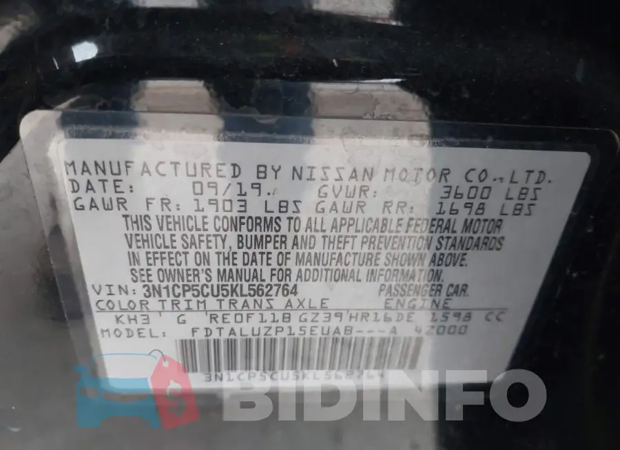 3N1CP5CU5KL562764 Photo# 9