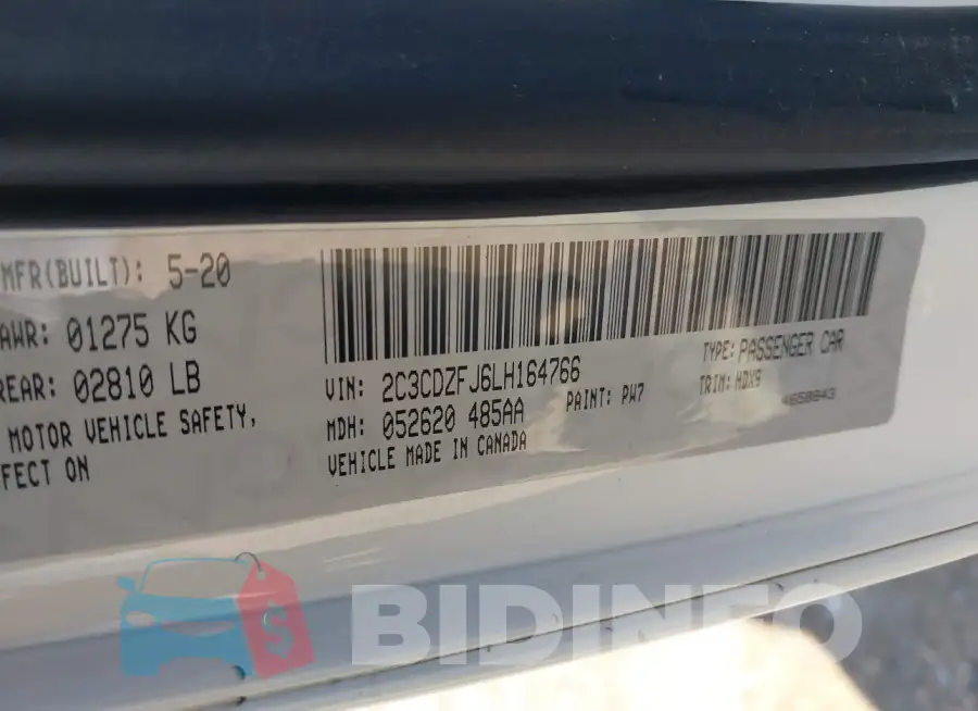 2C3CDZFJ6LH164766 Photo# 9