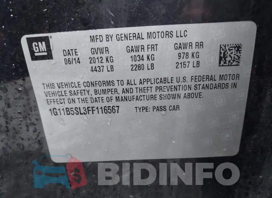 1G11B5SL3FF116567 Photo# 9