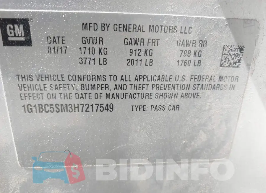 1G1BC5SM3H7217549 Photo# 9