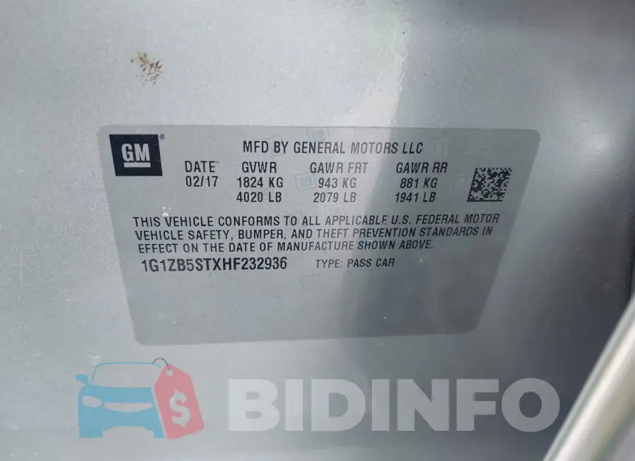 1G1ZB5STXHF232936 Photo# 9