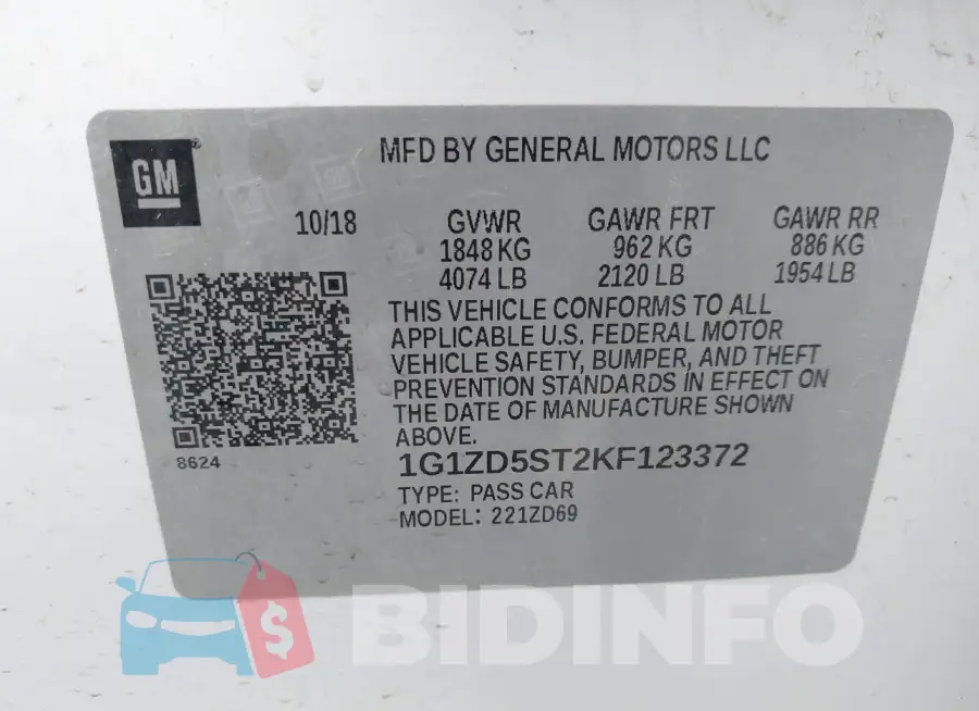 1G1ZD5ST2KF123372 Photo# 9