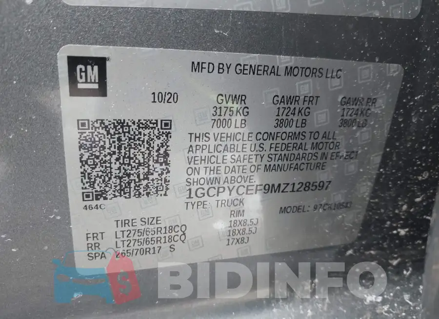 1GCPYCEF9MZ128597 Photo# 9