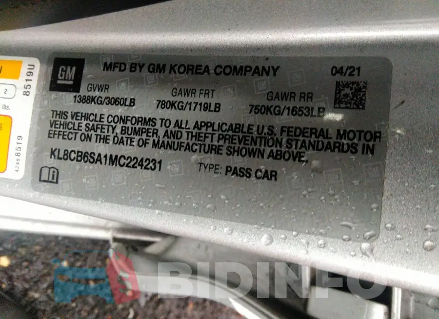 KL8CB6SA1MC224231 Photo# 9
