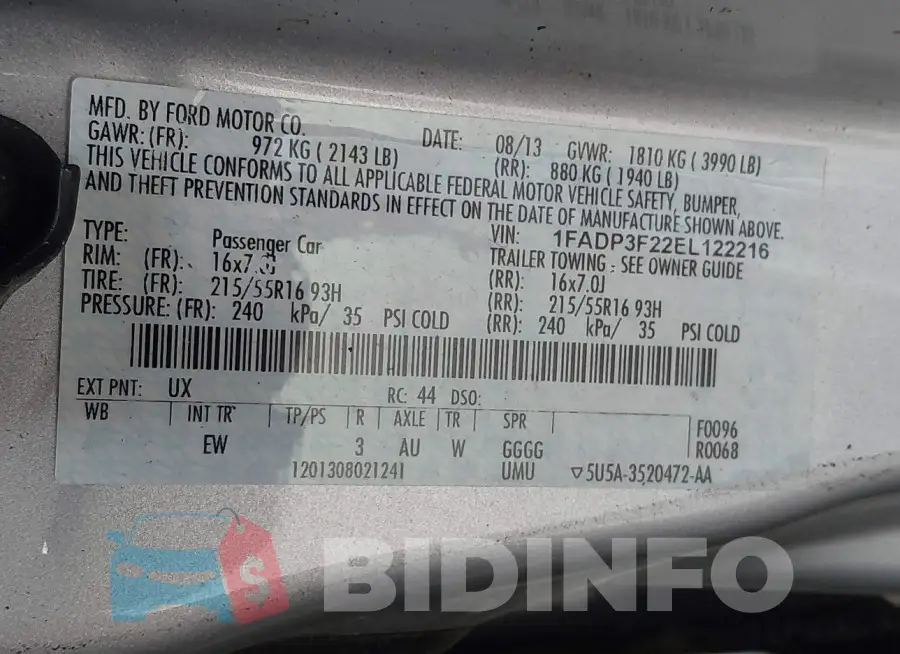 1FADP3F22EL122216 Photo# 9