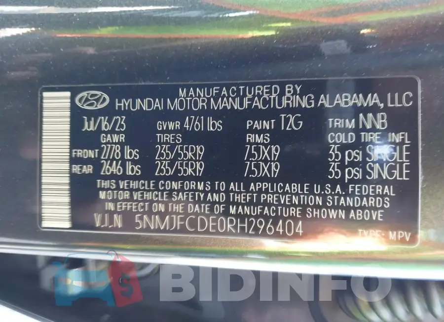 5NMJFCDE0RH296404 Photo# 9