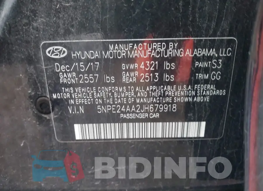 5NPE24AA2JH679918 Photo# 9