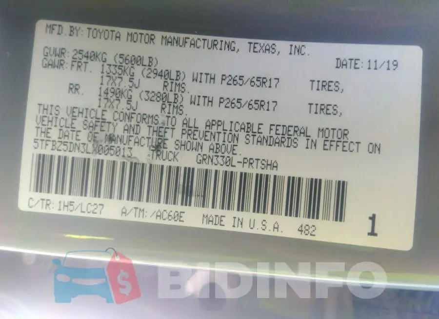 5TFBZ5DN3LX005013 Photo# 9