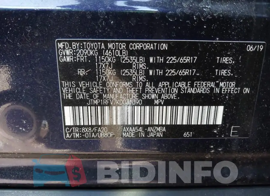 JTMP1RFV7KD031390 Photo# 9