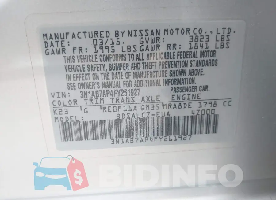 3N1AB7AP4FY261927 Photo# 9