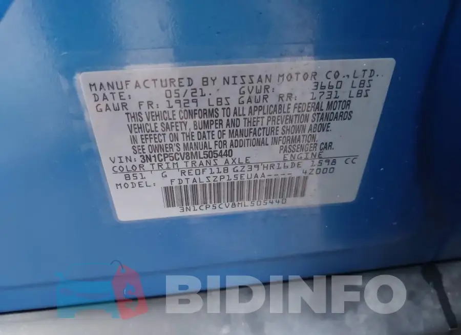 3N1CP5CV8ML505440 Photo# 9