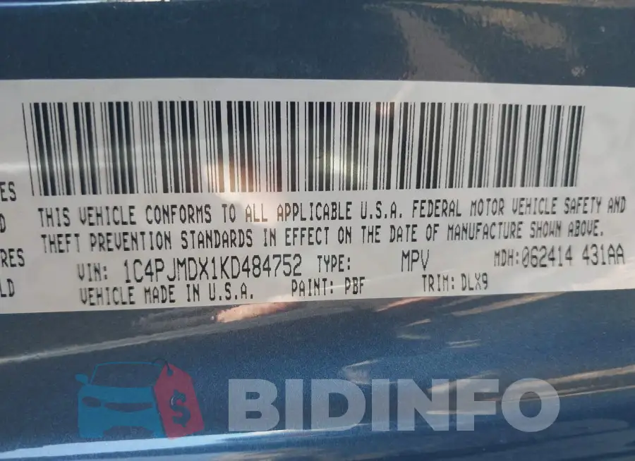 1C4PJMDX1KD484752 Photo# 9