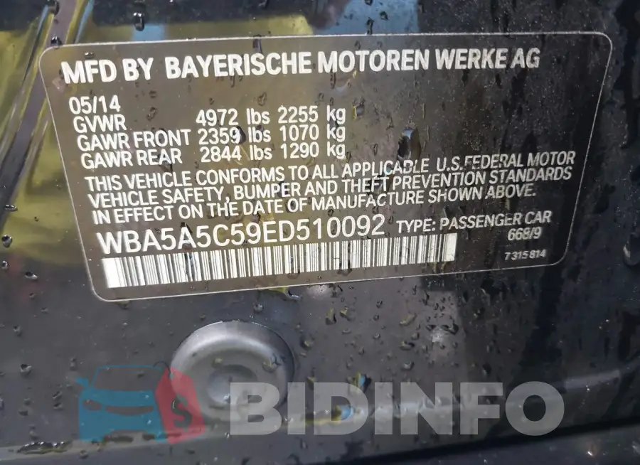 WBA5A5C59ED510092 Photo# 9
