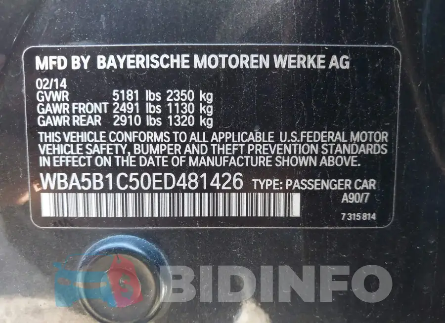 WBA5B1C50ED481426 Photo# 9