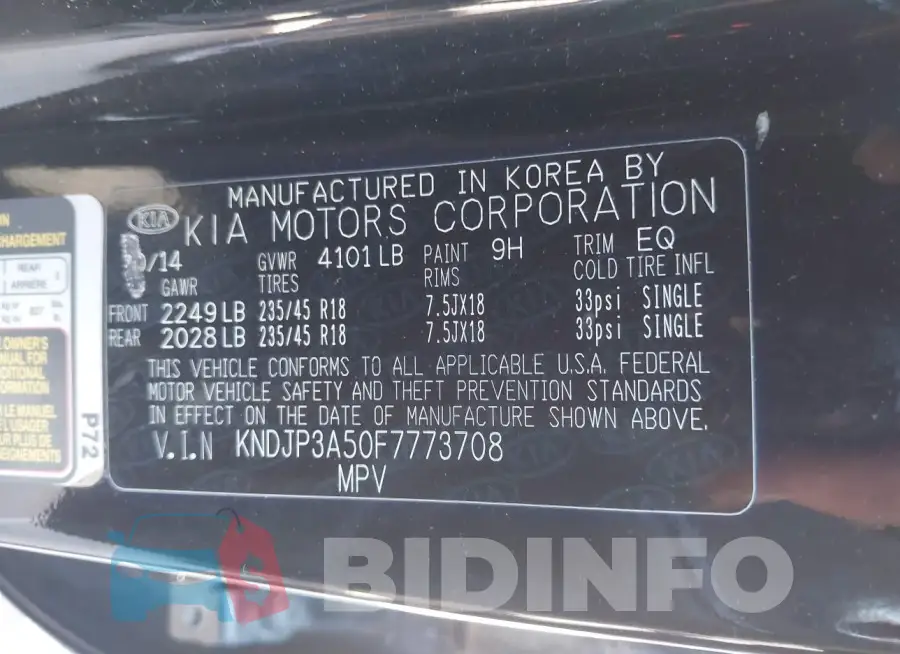 KNDJP3A50F7773708 Photo# 9