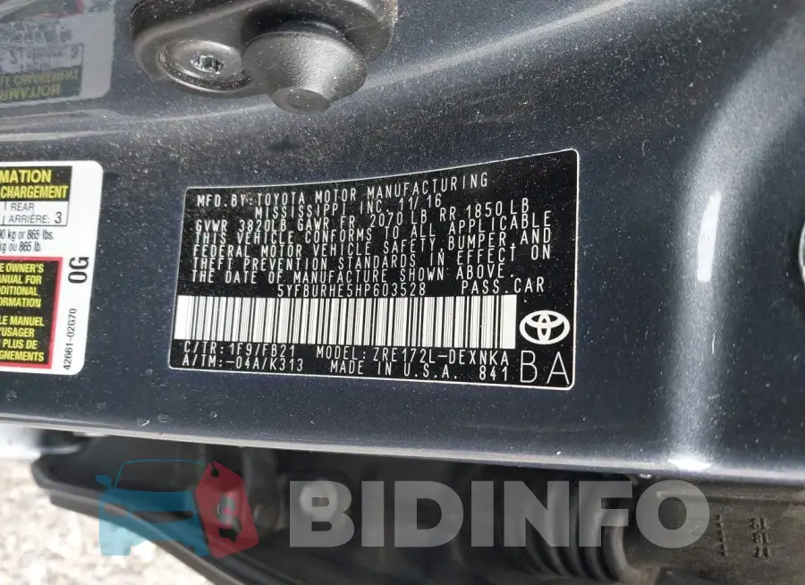 5YFBURHE5HP603528 Photo# 9