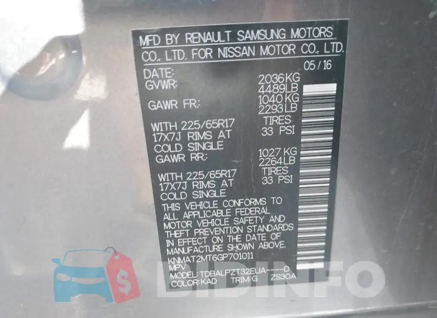 KNMAT2MT6GP701011 Photo# 9