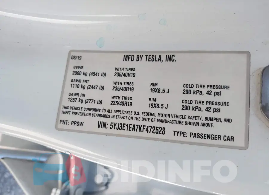 5YJ3E1EA7KF472528 Photo# 9