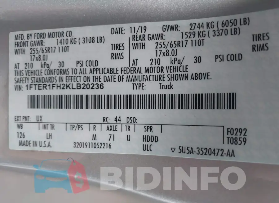 1FTER1FH2KLB20236 Photo# 9