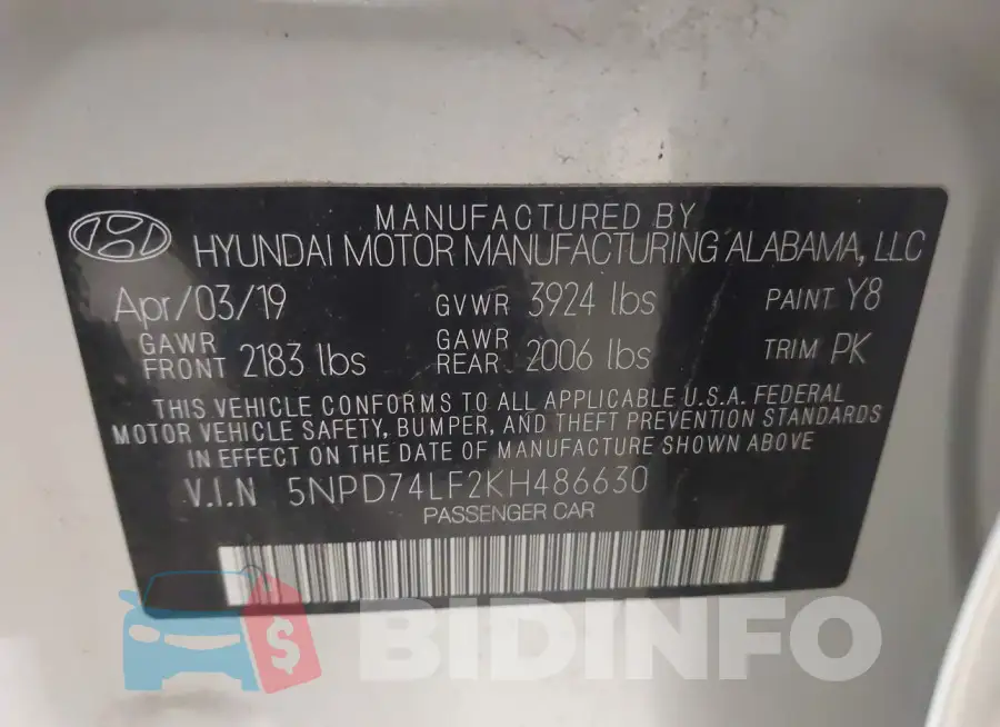 5NPD74LF2KH486630 Photo# 9