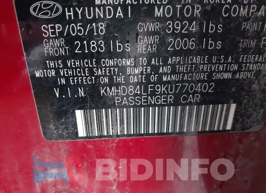 KMHD84LF9KU770402 Photo# 9