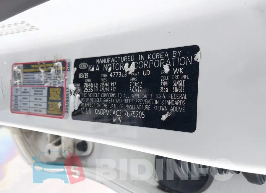 KNDPMCAC3L7675205 Photo# 9