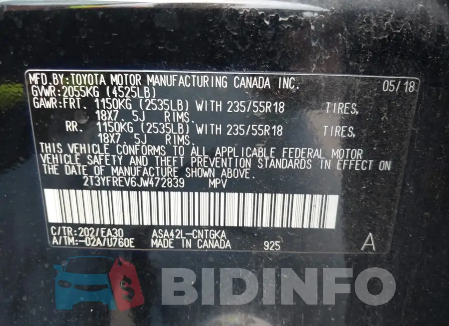 2T3YFREV6JW472839 Photo# 9