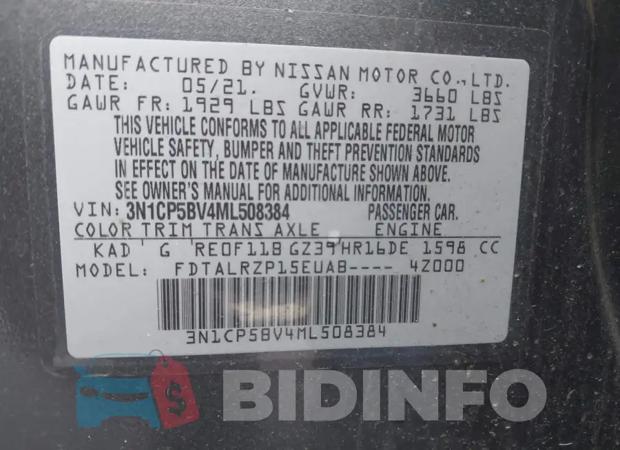 3N1CP5BV4ML508384 Photo# 9