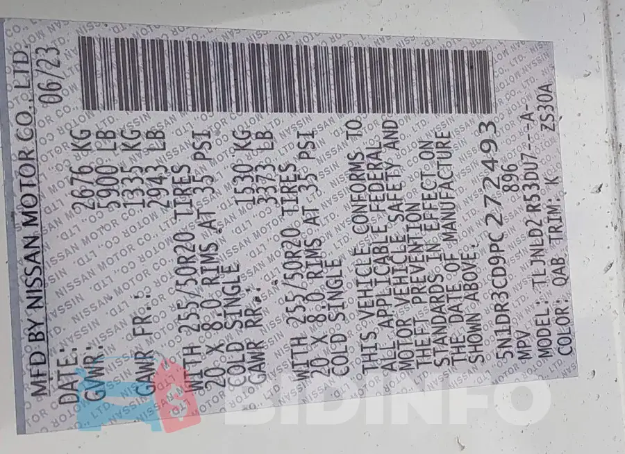 5N1DR3CD9PC272493 Photo# 9