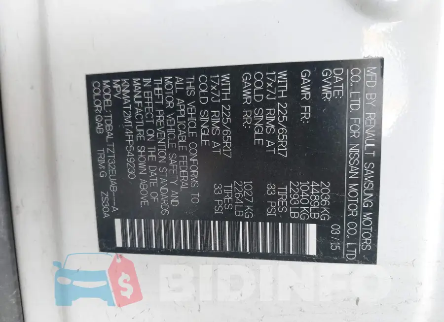 KNMAT2MT4FP549230 Photo# 9