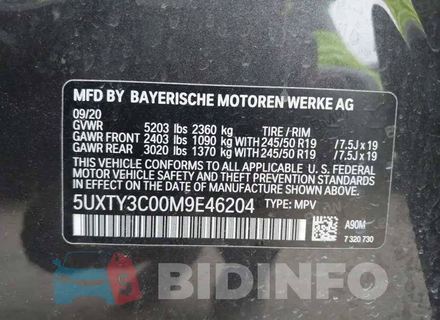 5UXTY3C00M9E46204 Photo# 9