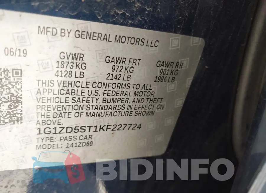 1G1ZD5ST1KF227724 Photo# 9