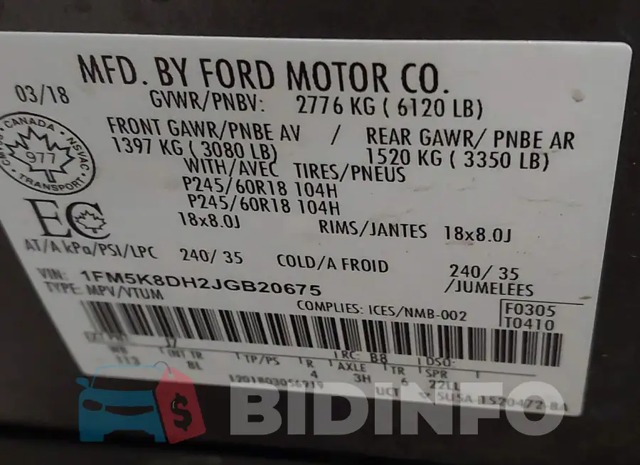 1FM5K8DH2JGB20675 Photo# 9