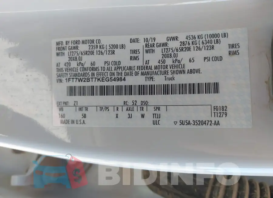 1FT7W2BT7KEG54984 Photo# 9
