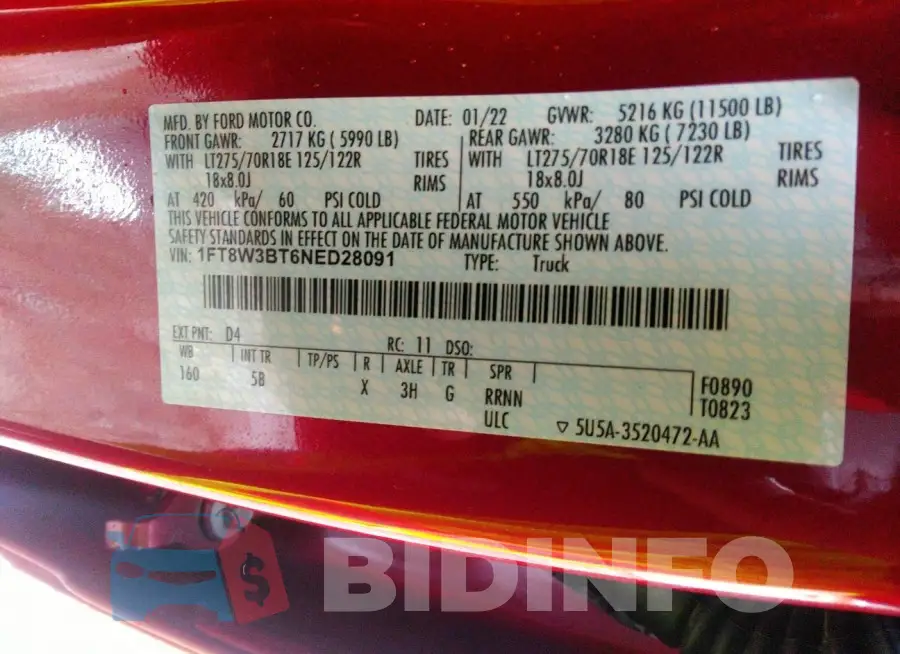1FT8W3BT6NED28091 Photo# 9